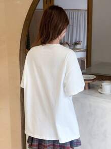 DAZY Áo thun nữ Lá thư Rau quả Giải trí - trắng - Xem 2