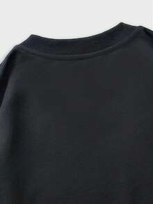 ROMWE MEN Street Life Guys Slogan & Skeleton Print Sweatshirt - Black - View 3