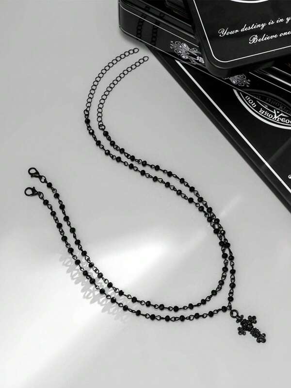 Is That The New Goth 2pcs Fashion Zinc Alloy Cross Charm Necklace For