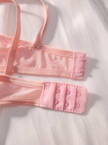 Set de lencería con encaje floral con aro - Rosa - Ver 3