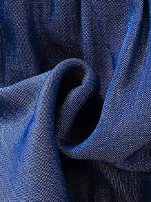 SHEIN 女嬰星星印花荷葉邊荷葉袖前蝴蝶結網紗覆蓋連衣裙 - 藍白色 - 查看 6