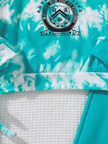 SHEIN 女大童紮染字母圖案連帽衫和運動褲 - 彩色 - 查看 5