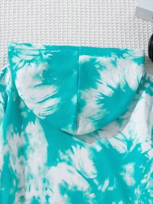 SHEIN 女大童紮染字母圖案連帽衫和運動褲 - 彩色 - 查看 6