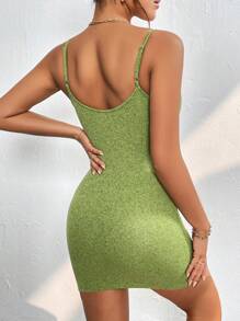 SHEIN PETITE Chất rắn Váy Cami Bodycon - màu xanh lá - Xem 2