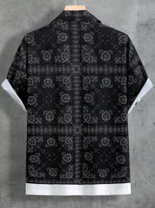 Manfinity Homme Áo sơ mi Nam Nút phía trước Họa tiết khăn Boho - màu đen - Xem 2