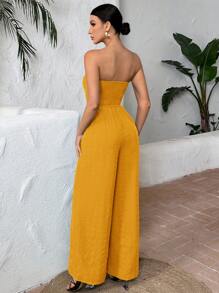 SHEIN SXY Solid Wide Leg Tube Jumpsuit - Yellow - View 2
