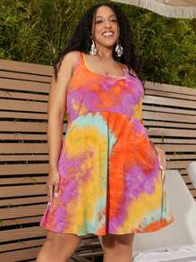 SHEIN CURVE+ Đầm Plus Size Túi Cà vạt nhuộm Giải trí - Nhiều màu - Xem 4