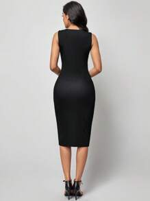 SHEIN Lady Đầm Khối Màu Thanh lịch - Màu vàng - Xem 2