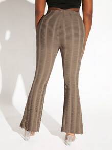Slaydiva High Waist Flare Leg Trousers - Khaki - View 2