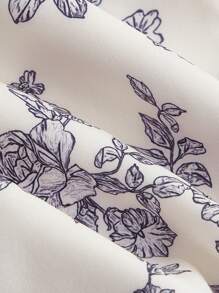 SHEIN MOD Floral Print Split Thigh Cami Dress - Navy Blue - View 3