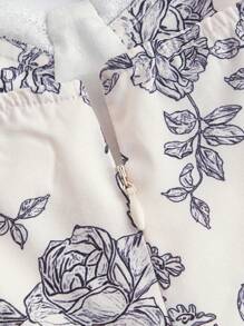 SHEIN MOD Floral Print Split Thigh Cami Dress - Navy Blue - View 4