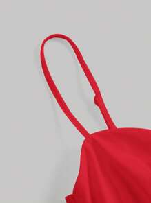 SHEIN MOD Solid Ruched Cami Top - Red - View 3