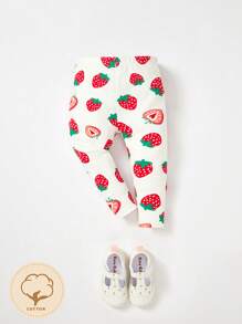 SHEIN Baby Strawberry Print Leggings - Multicolor - View 1