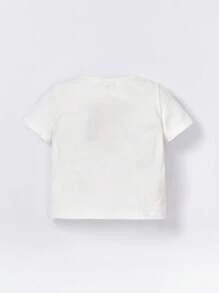 SHEIN Đứa bé gái Đồ họa Khẩu hiệu Áo thun & In hoa Quần ống loe & Băng đô đầu - Nhiều màu - Xem 2