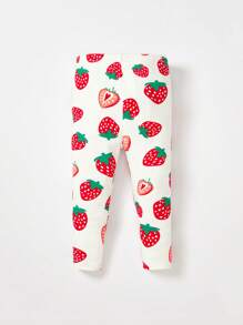 SHEIN Baby Strawberry Print Leggings - Multicolor - View 2