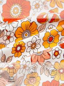 SHEIN Đứa bé gái Đồ họa Khẩu hiệu Áo thun & In hoa Quần ống loe & Băng đô đầu - Nhiều màu - Xem 3