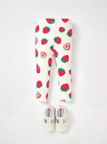 SHEIN Baby Strawberry Print Leggings - Multicolor - View 3