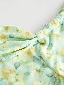 SHEIN MOD Top crop bustier con estampado floral de un hombro fruncido - Multicolor - Ver 4