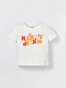 SHEIN Đứa bé gái Đồ họa Khẩu hiệu Áo thun & In hoa Quần ống loe & Băng đô đầu - Nhiều màu - Xem 8