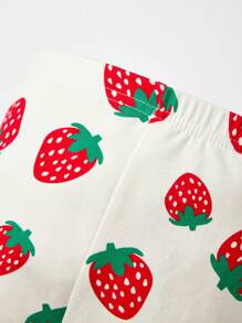 SHEIN Baby Strawberry Print Leggings - Multicolor - View 5