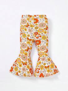 SHEIN Đứa bé gái Đồ họa Khẩu hiệu Áo thun & In hoa Quần ống loe & Băng đô đầu - Nhiều màu - Xem 15