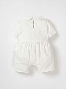 Baby Boy Fold Pleated Detail Peter Pan Collar Romper