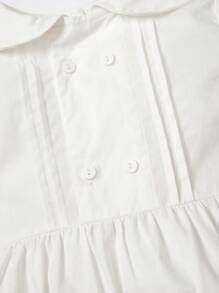 Baby Boy Fold Pleated Detail Peter Pan Collar Romper