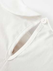 Baby Boy Fold Pleated Detail Peter Pan Collar Romper