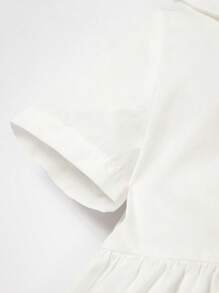 Baby Boy Fold Pleated Detail Peter Pan Collar Romper