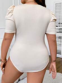 SHEIN Clasi 大碼泡泡袖連體衣 - 杏色 - 查看 2
