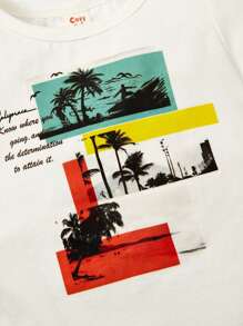 Cozy Pixies Bebé 3 piezas Camiseta de rayas & con estampado de árbol de coco - Multicolor - Ver 3