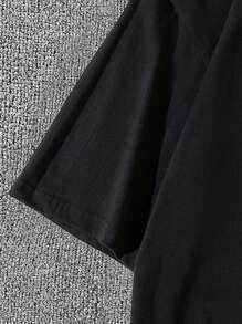 男士星形和標語圖案T恤 - 黑色 - 查看 3