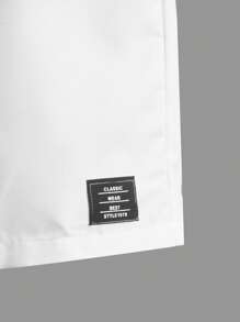 SHEIN Cậu bé Tween Thư được vá Eo đàn hồi Quần short - trắng - Xem 5