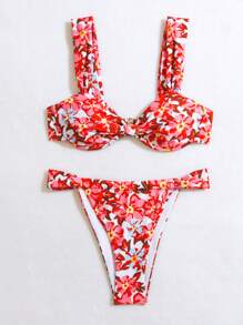 Swim Mod Bañador bikini con aro con estampado floral - Multicolor - Ver 8