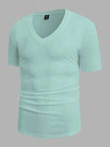 Manfinity NiteLyfe Áo thun nam màu trơn Giải trí - Màu xanh bạc hà - Xem 1