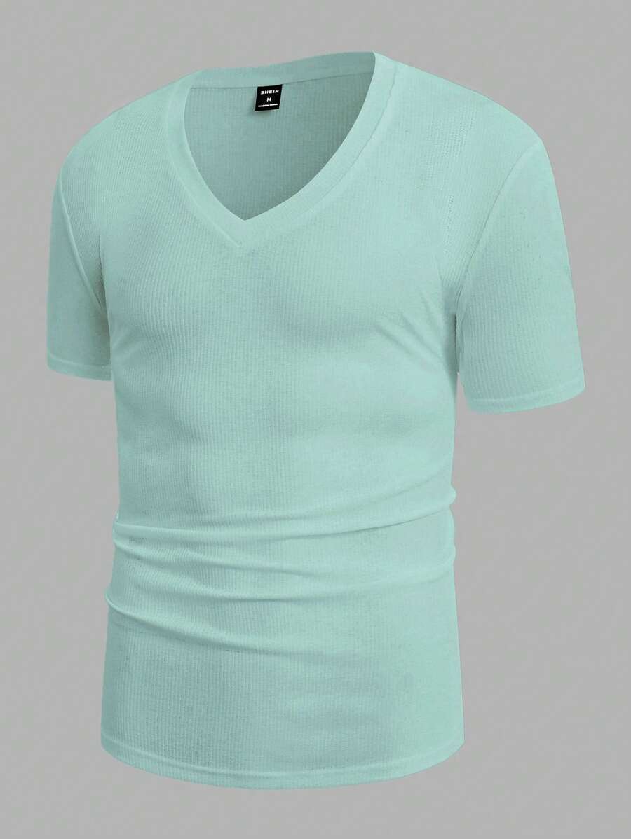 Manfinity NiteLyfe Áo thun nam màu trơn Giải trí - Màu xanh bạc hà - Xem 1