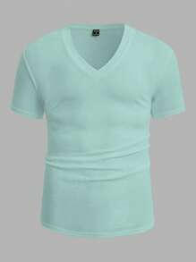 Manfinity NiteLyfe Áo thun nam màu trơn Giải trí - Màu xanh bạc hà - Xem 3