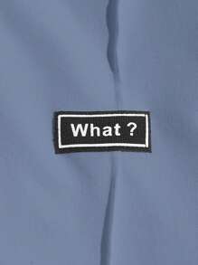 GENTILAND Men Letter Patched Seam Detail Tee - Dusty Blue - View 4