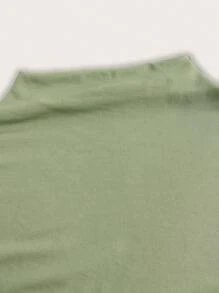 SHEIN MOD Green Mock Neck Ruched Bodycon Dress - Mint Green - View 3