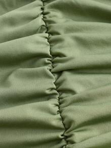 SHEIN MOD Green Mock Neck Ruched Bodycon Dress - Mint Green - View 4