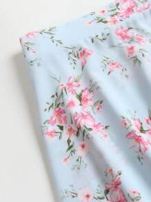 SHEIN LUNE 大碼印花A字半身裙 - 藍色 - 查看 5