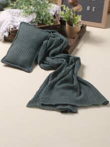 Newborn Photography Solid Blanket & Pillow - Dusty Blue - View 2