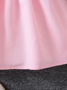 SHEIN Đầm bé gái Tương phản ren Xù màu trơn Dễ thương - Màu Hồng baby - Xem 6