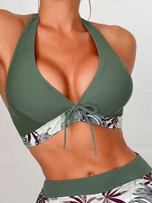 Bañador bikini halter con estampado tropical - Multicolor - Ver 3