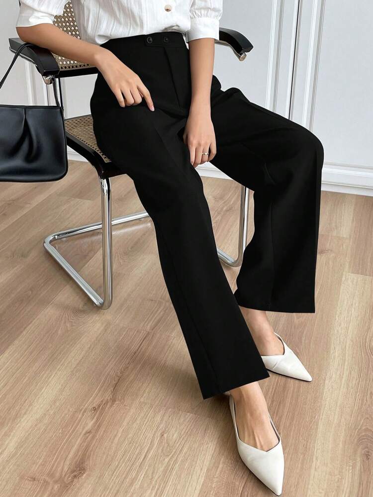 Women's Solid Color Korean Style Loose Straight Leg Pants