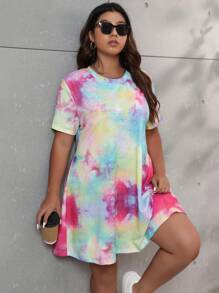 Đầm Plus Size Cà vạt nhuộm Giải trí - Nhiều màu - Xem 1