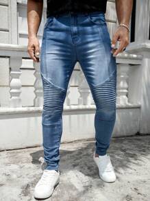 GENTILAND Nam Plus Chất rắn Quần jean ôm - Rửa trung bình - Xem 1