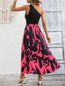 SHEIN Clasi Graphic Print One Shoulder Dress - Multicolor - View 2