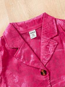 SHEIN 女嬰西裝領夾克和紙袋腰短褲和背心上衣 - 彩色 - 查看 4