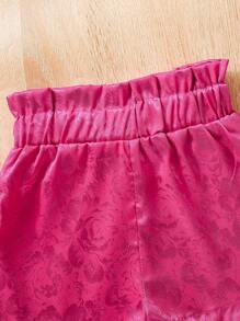 SHEIN 女嬰西裝領夾克和紙袋腰短褲和背心上衣 - 彩色 - 查看 5
